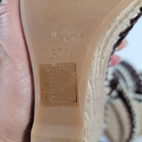 NEW Tory Burch Brown Woven Leather Paloma Ankle Strap Espadrille Wedge Sz 37.5 - Picture 10 of 12